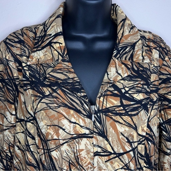 SMALL VINTAGE CHRISTOPHER AND BANKS CAMO BLAZER ZIP CLOSURE BEIGE WOMENS BROWN - Picture 4 of 10
